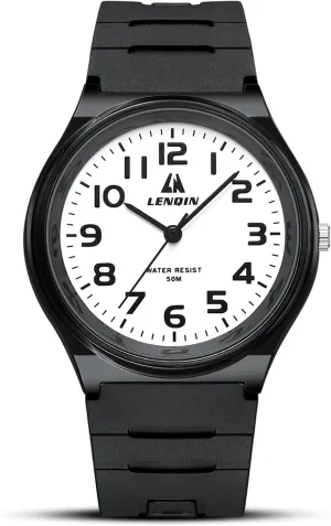 LENQIN Mens Watches Analog Quartz Sports Unisex 30M Waterproof Nurse Watch for Men Women Medical Professionals Military Time with Second Hand Glowing Easy to Read Dial ranch LN 