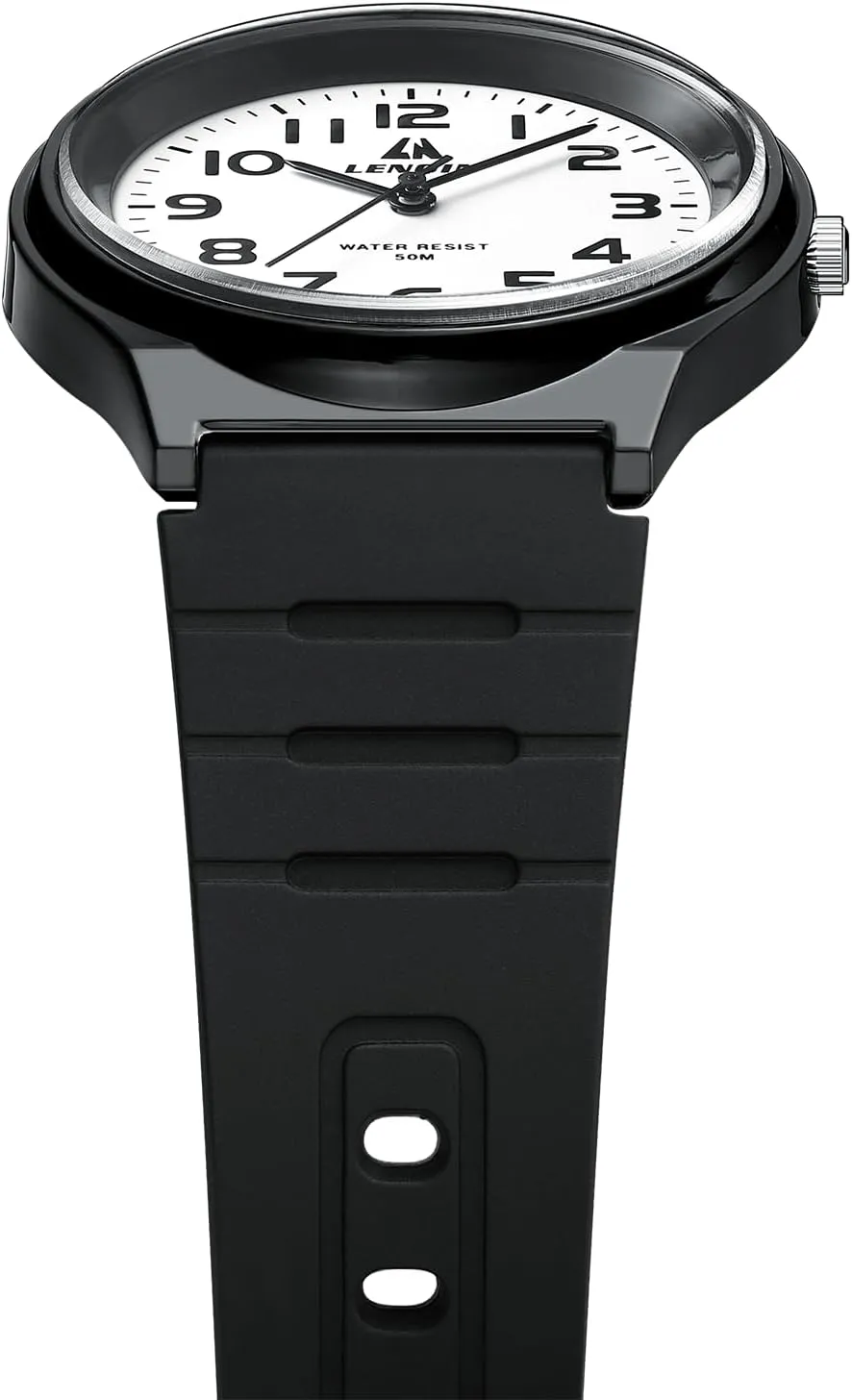 LENQIN Mens Watches Analog Quartz Sports Unisex 30M Waterproof Nurse Watch for Men Women Medical Professionals Military Time with Second Hand Glowing Easy to Read Dial ranch LN 