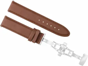 Light Brown Ewatchparts 24mm Leather Watch Band range slice raven quantum Strap Smooth Band Clasp Compatible With Breitling Avenger 