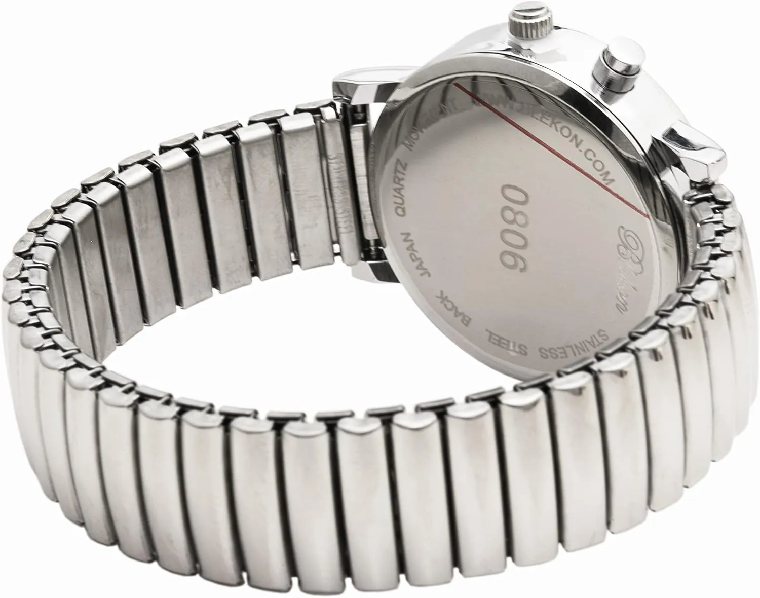 Light Up Dial Watch, incompletely Analog Display, 33mm Metal Case, Push Button, Glossy Expansion Band, White Blekon Women's 