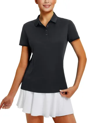 Lightweight Quick Dry UPF50  baleaf Women's Golf Shirts Polo Collared V Neck tendency Shorts Sleeve Tennis Shirt 