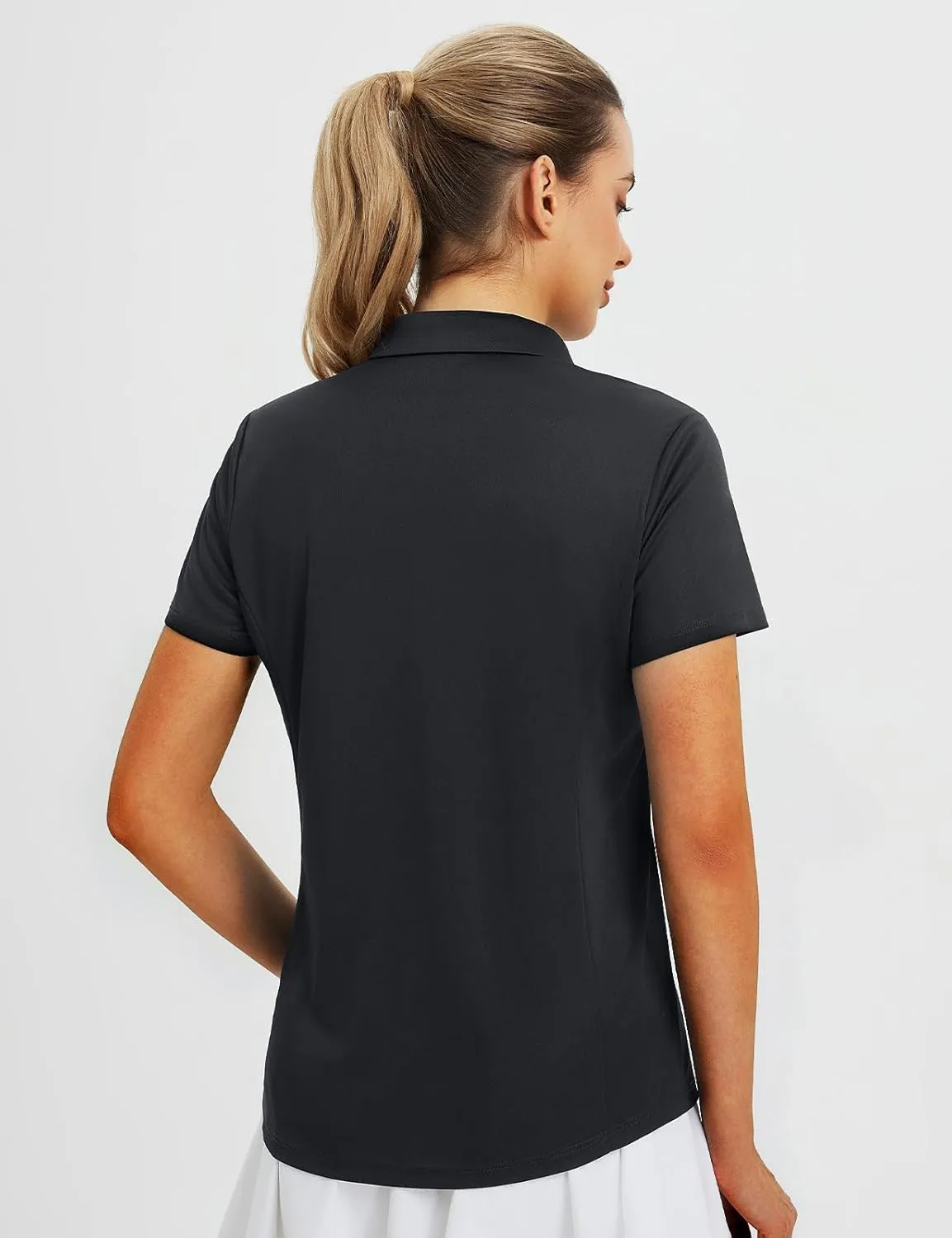 Lightweight Quick Dry UPF50  baleaf Women's Golf Shirts Polo Collared V Neck tendency Shorts Sleeve Tennis Shirt 