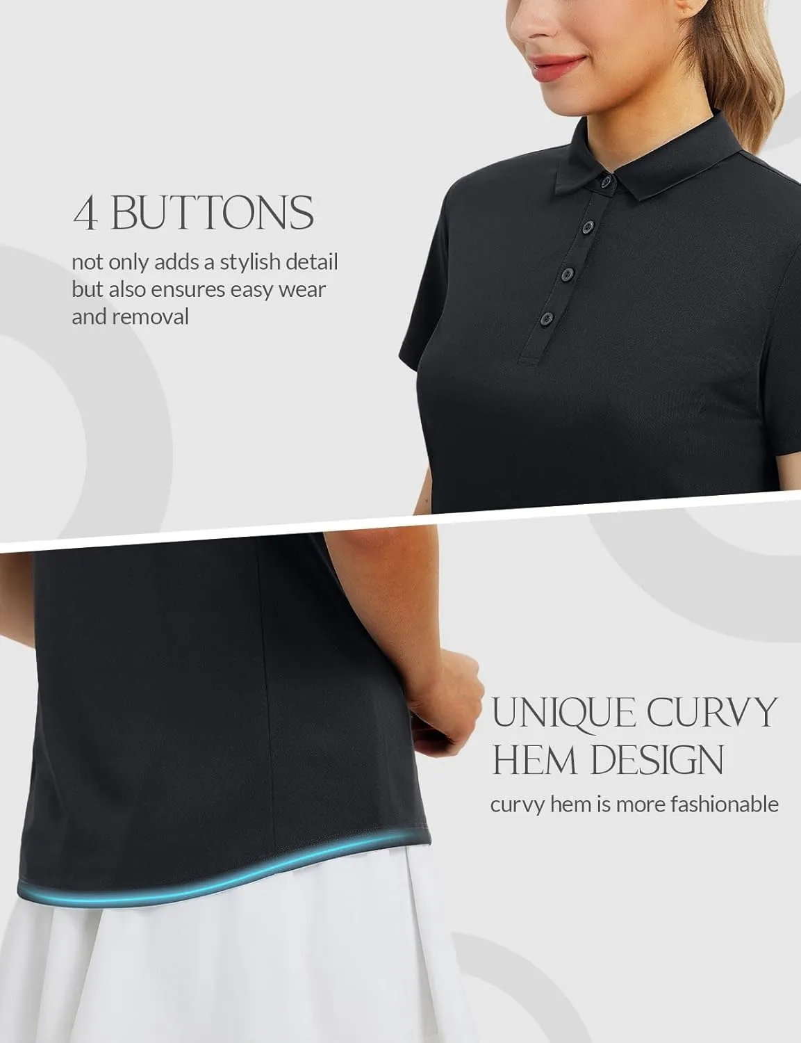 Lightweight Quick Dry UPF50  baleaf Women's Golf Shirts Polo Collared V Neck tendency Shorts Sleeve Tennis Shirt 