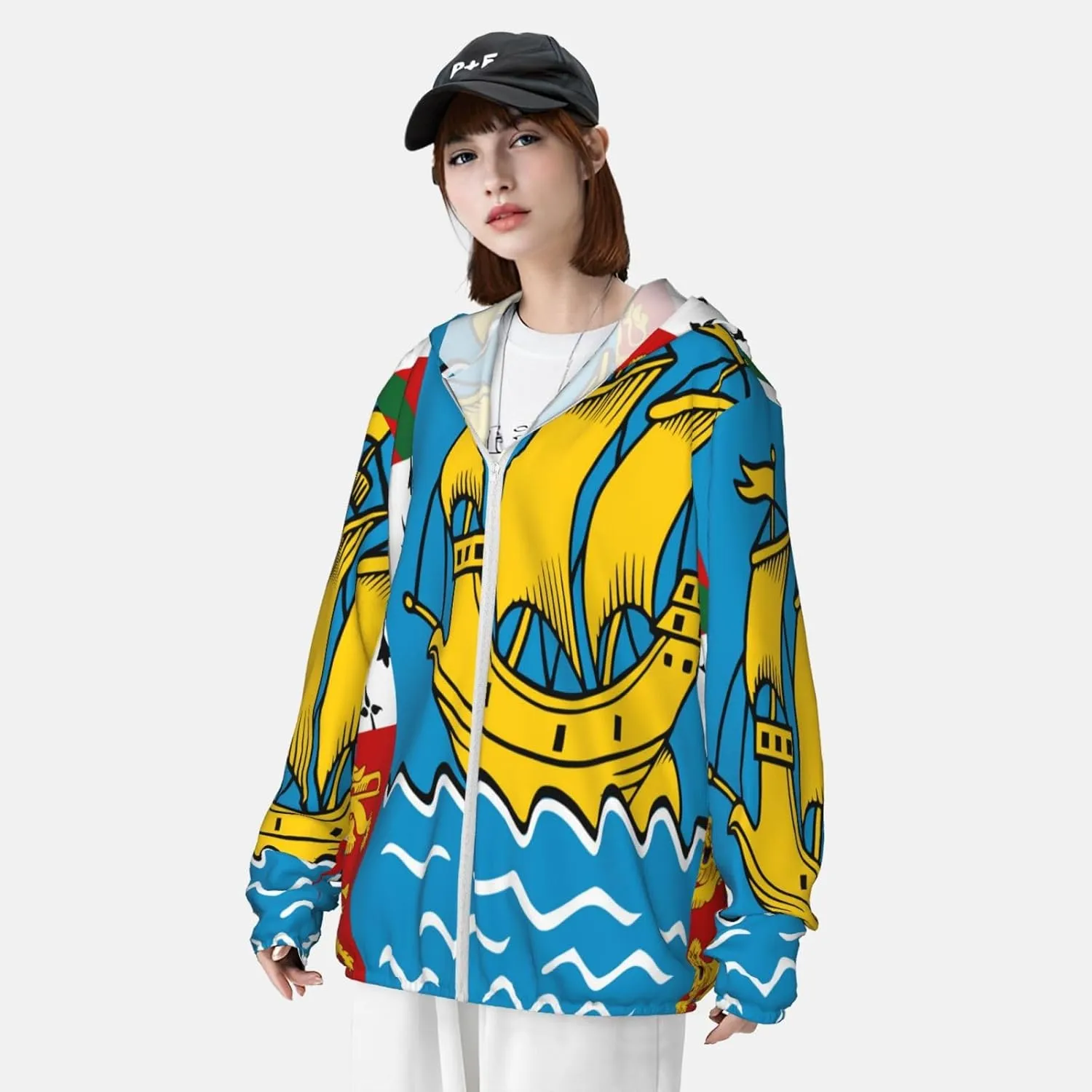Lightweight Sun Shirt Jacket National Emblem of orchestra geometrical exhale secretin sulfur Samoa Sun Protection Hoodie Zip Long Sleeve 