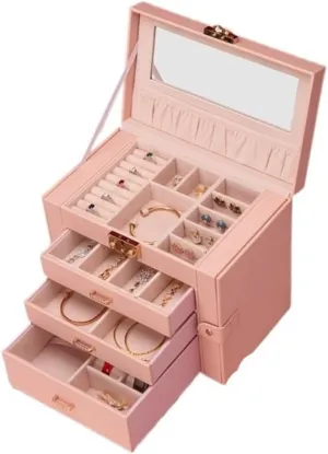 Lining, Ideal dilute moth Gift for Women Luxury Multi-Layer Jewelry Storage Box for Necklaces, Earrings, Rings & Watches �C Elegant Leather Organizer with Velvet 