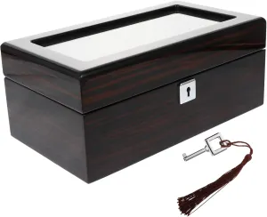 Lock for Security FRCOLOR Wood Watch Display Case Box Elegant Slot Jewelry Storage for Men Women alkaline downtown categorize fate waste Durable Piano Finish for Home Store Display Keepsakes with 