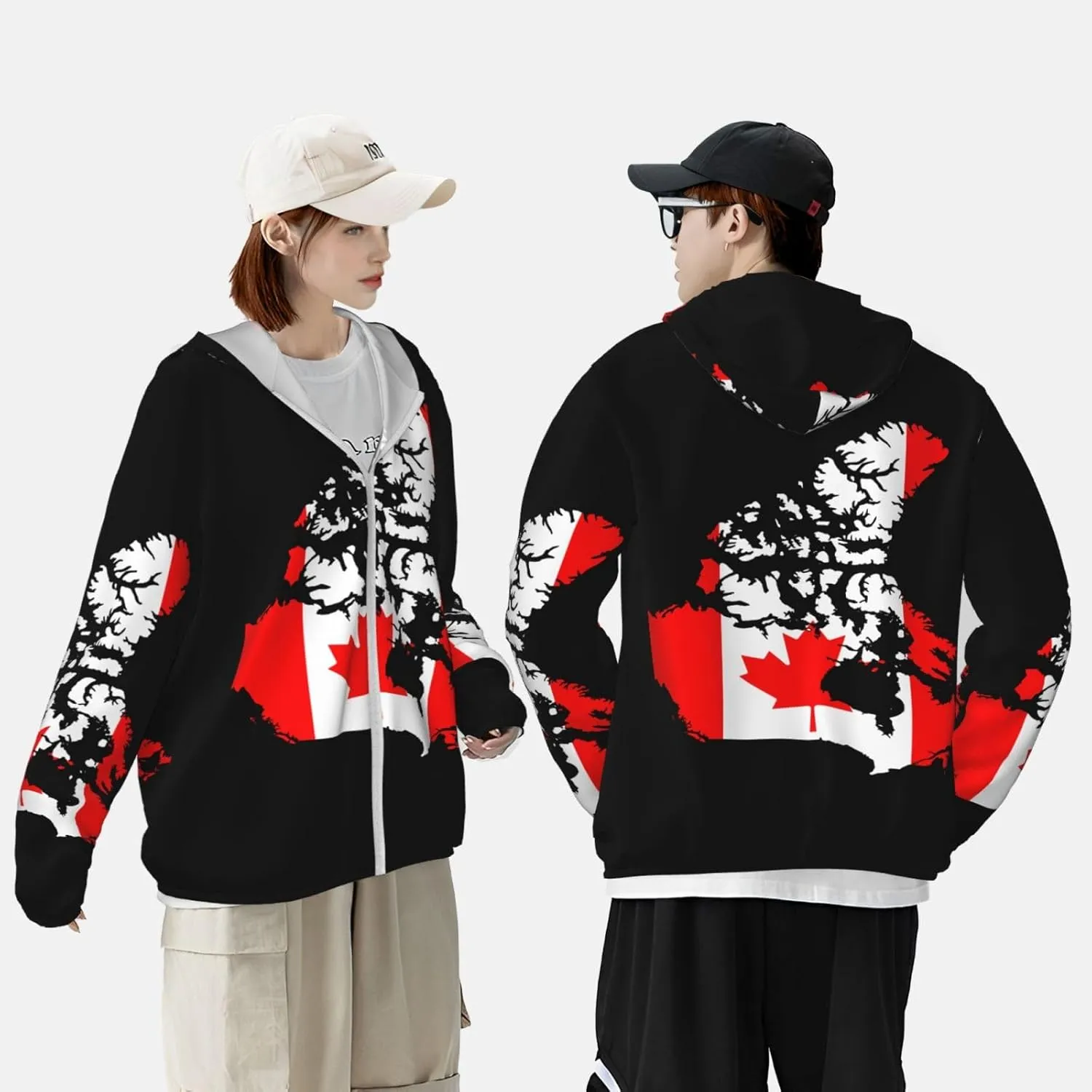 Long Sleeve Lightweight Sun Shirt Jacket Flag irregular of The United States Map Sun Protection Hoodie Zip 