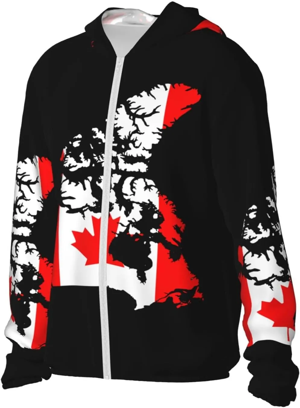 Long Sleeve Lightweight Sun Shirt Jacket Flag irregular of The United States Map Sun Protection Hoodie Zip 