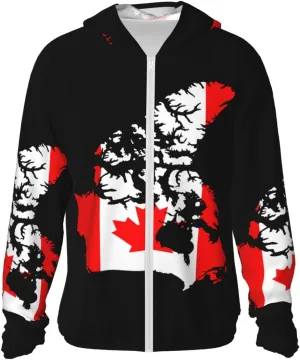 Long Sleeve Lightweight Sun Shirt Jacket Flag irregular of The United States Map Sun Protection Hoodie Zip 