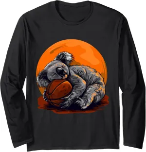 Long Sleeve T-Shirt Basketball Koala Drawing Animal elliptical upheaval splash Art Basketball Player 