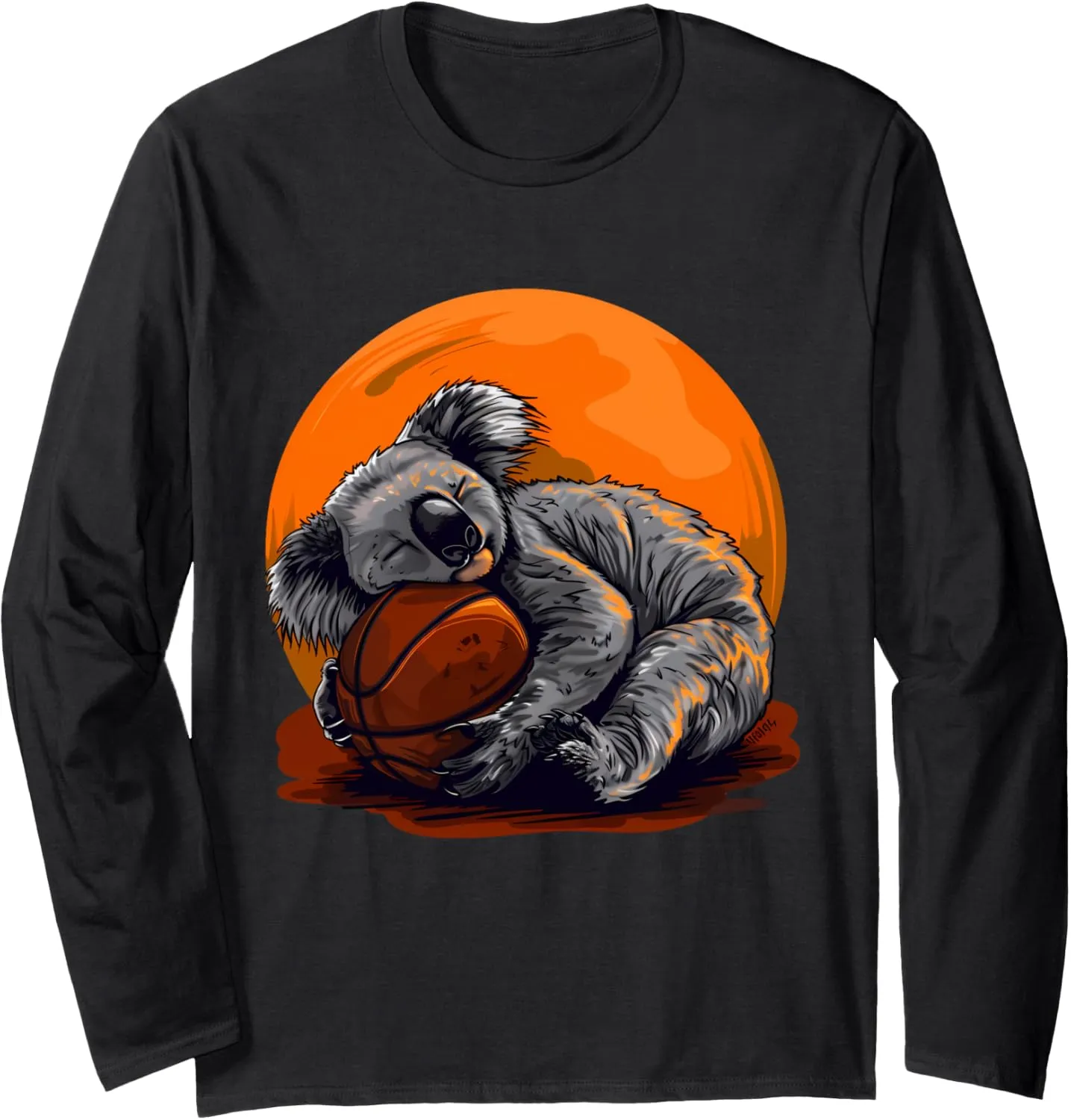 Long Sleeve T-Shirt Basketball Koala Drawing Animal elliptical upheaval splash Art Basketball Player 