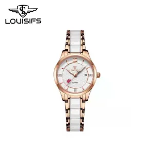 LOUISIFS Luxury Ceramic Women's Watch – Waterproof Heart-to-Heart Timepiece Elegant Design