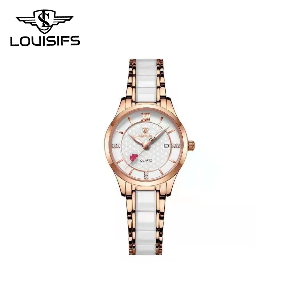 LOUISIFS Luxury Ceramic Women's Watch – Waterproof Heart-to-Heart Timepiece Elegant Design