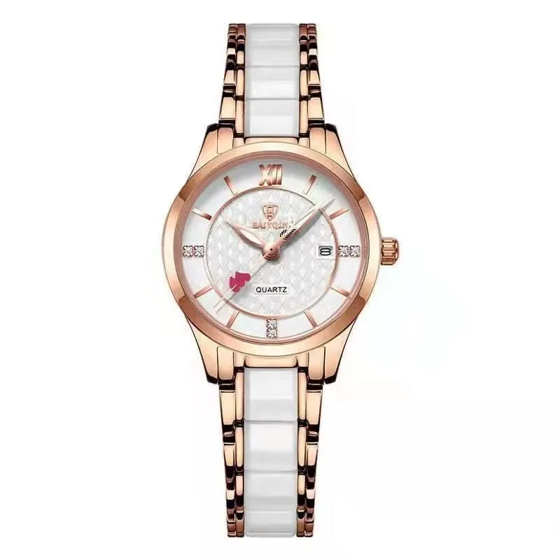 LOUISIFS Luxury Ceramic Women's Watch – Waterproof Heart-to-Heart Timepiece Elegant Design