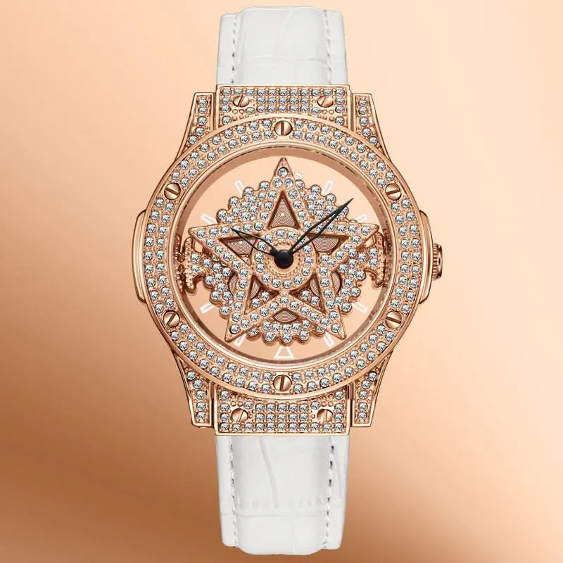 LOUISIFS Women’s Quartz Watch – Elegant Pentagram Dial, Luxury Style