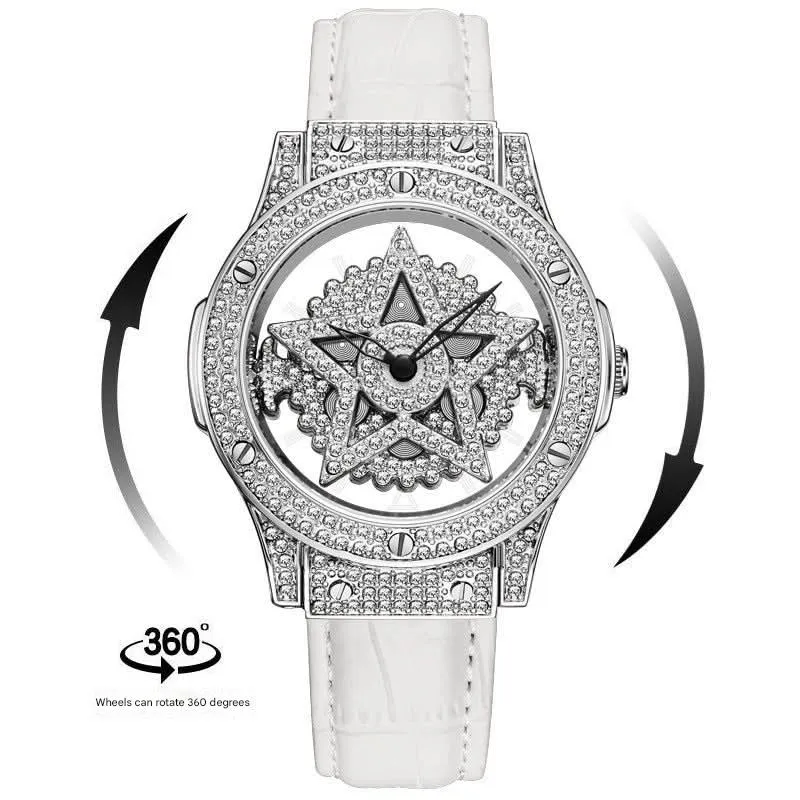 LOUISIFS Women’s Quartz Watch – Elegant Pentagram Dial, Luxury Style