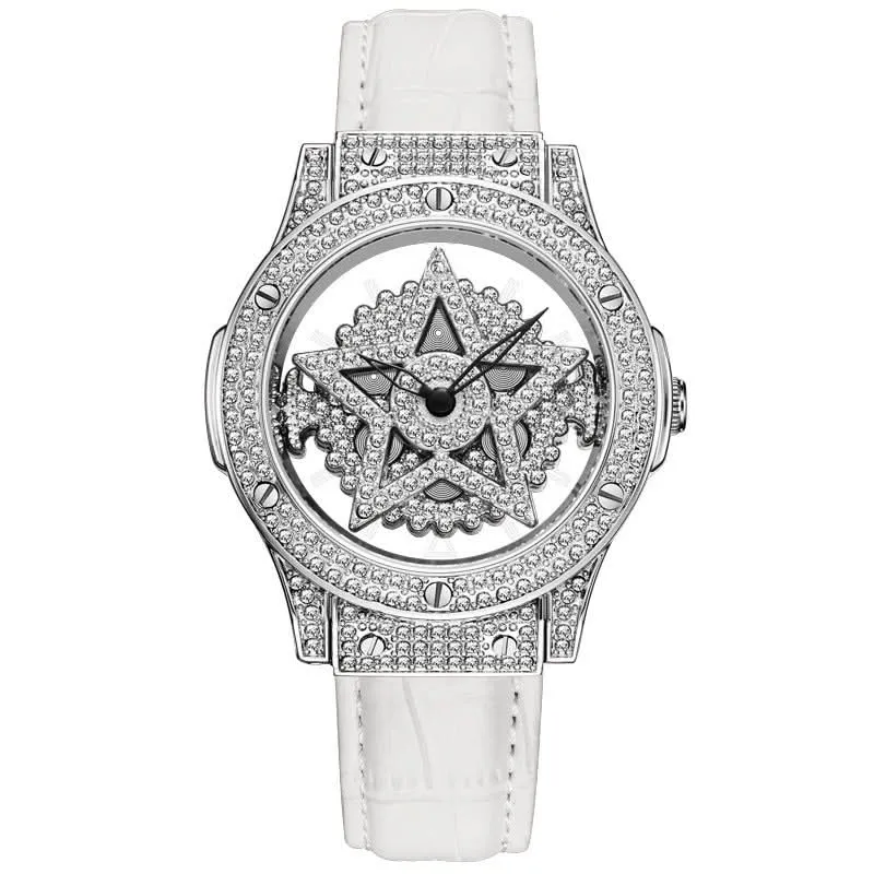 LOUISIFS Women’s Quartz Watch – Elegant Pentagram Dial, Luxury Style