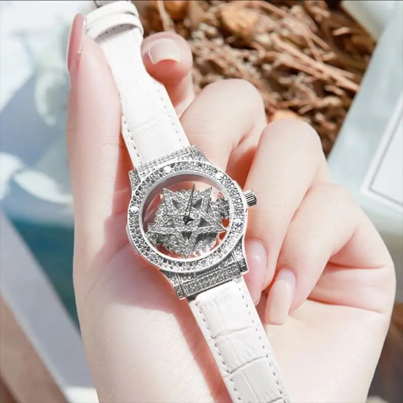 LOUISIFS Women’s Quartz Watch – Elegant Pentagram Dial, Luxury Style