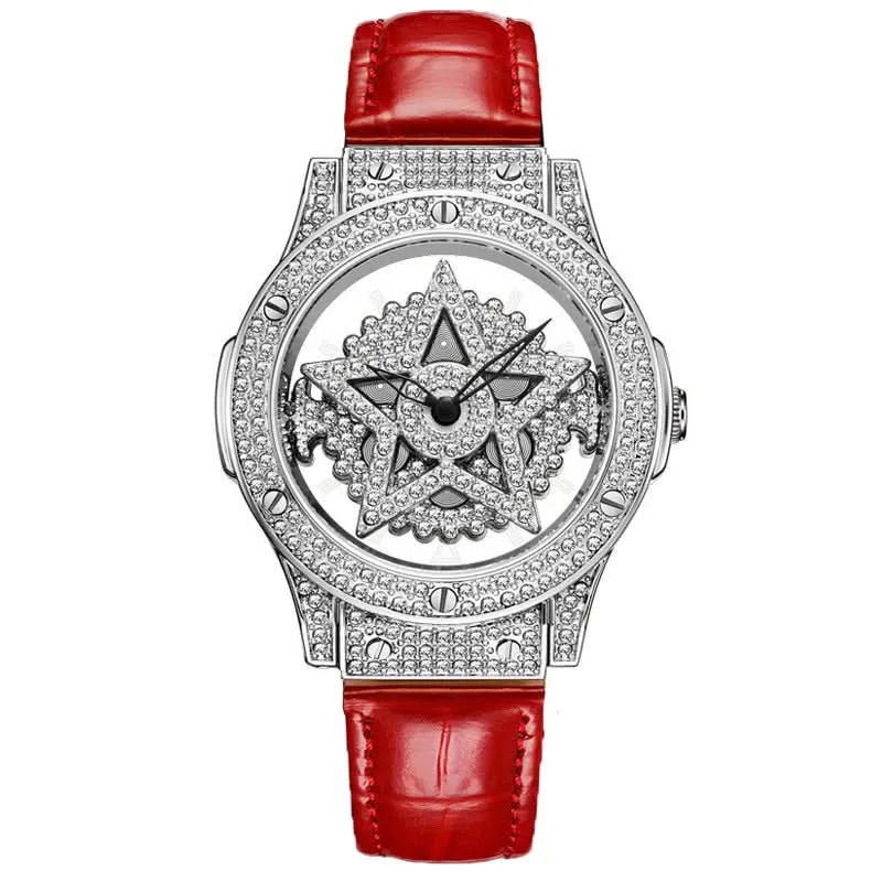 LOUISIFS Women’s Quartz Watch – Elegant Pentagram Dial, Luxury Style