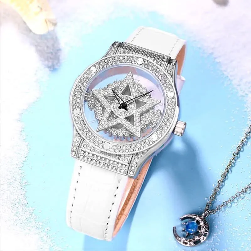 LOUISIFS Women’s Quartz Watch – Elegant Pentagram Dial, Luxury Style
