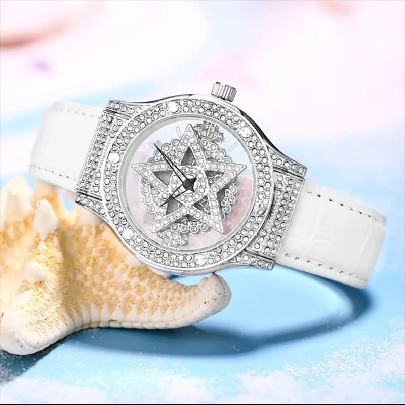 LOUISIFS Women’s Quartz Watch – Elegant Pentagram Dial, Luxury Style