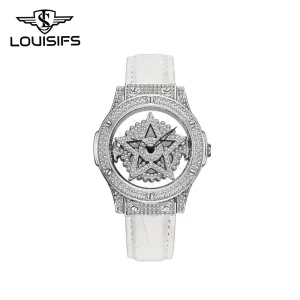 LOUISIFS Women’s Quartz Watch – Elegant Pentagram Dial, Luxury Style