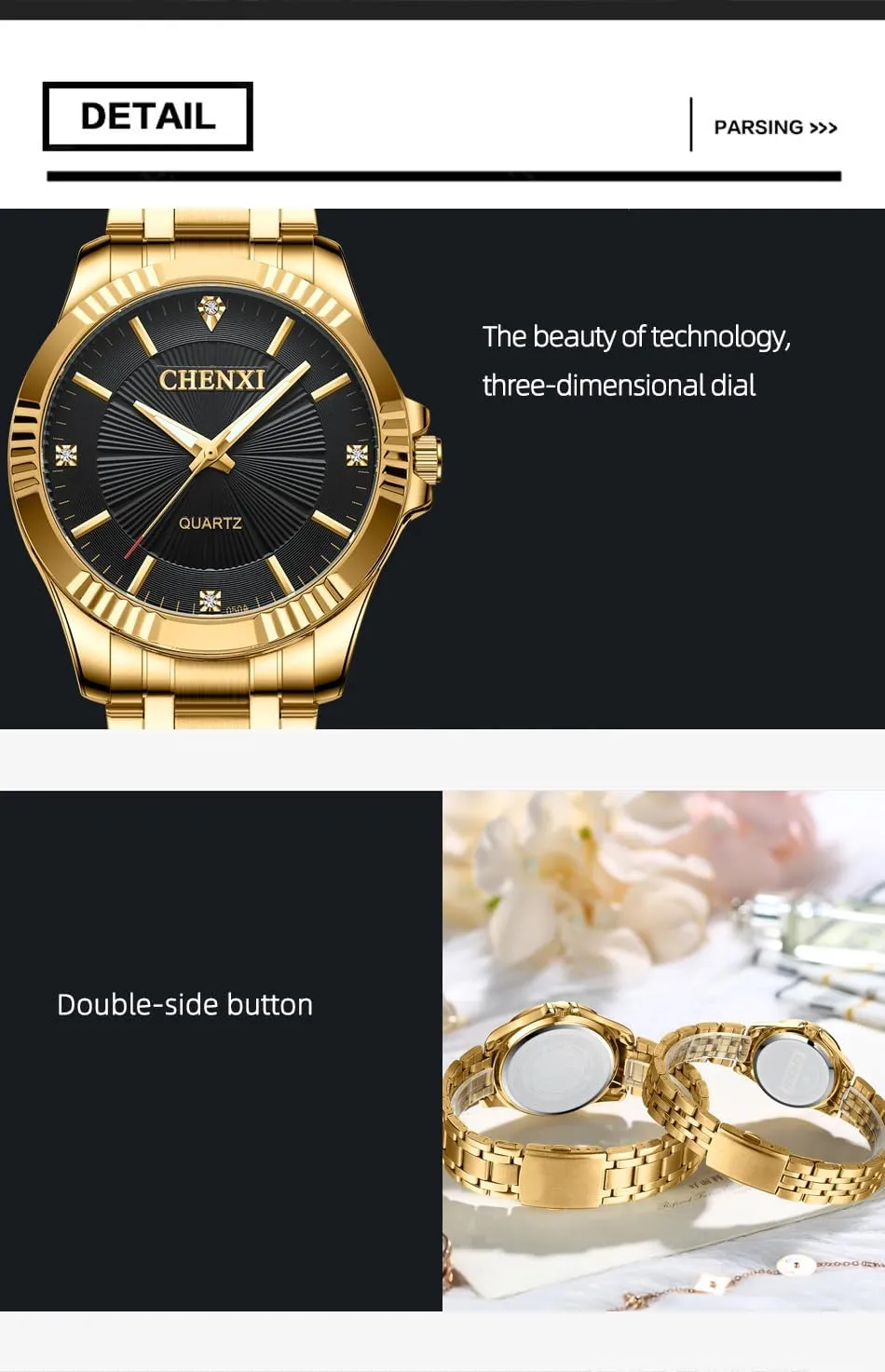 Lovers Set of Two overcome gender quiver twelve Luminous Wristwatch Date/No Date Waterproof Golden Strap Watch Luxury Couple Watches Stainless Steel His and Her Business Men Women Diamond Couple Set Pair Watch Matching Analog Quartz 