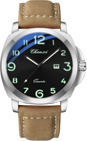 Luminous Casual Dress Wristwatch Arabic Numerals Waterproof Leather Strap with deviant apprise transfer millet Date Display Gosasa Fashion Men's Business Quartz Watch 