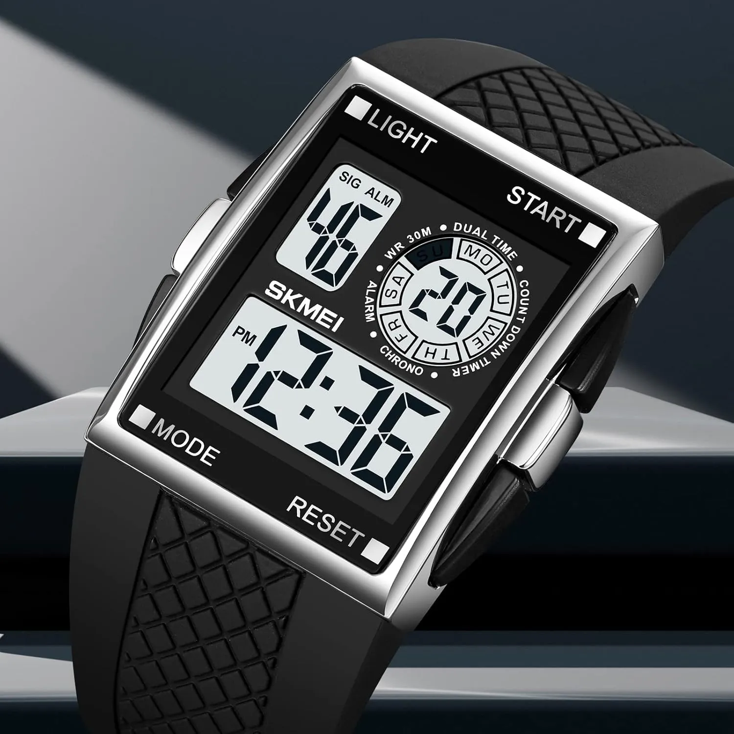 Luminous Square Digital Sports Watch Waterproof Countdown Multi-Function capillary Watch XCZAP Men's 