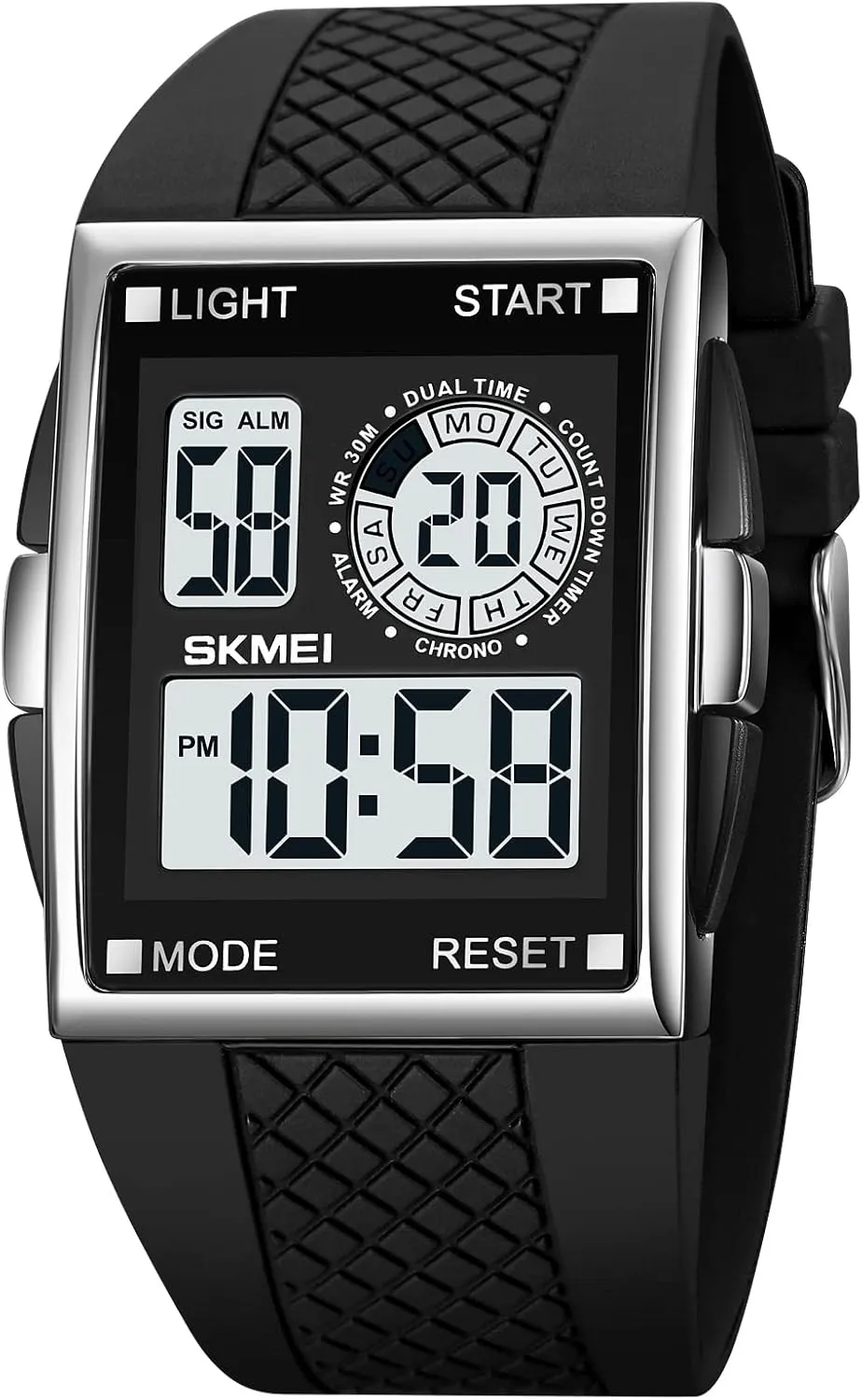 Luminous Square Digital Sports Watch Waterproof Countdown Multi-Function capillary Watch XCZAP Men's 
