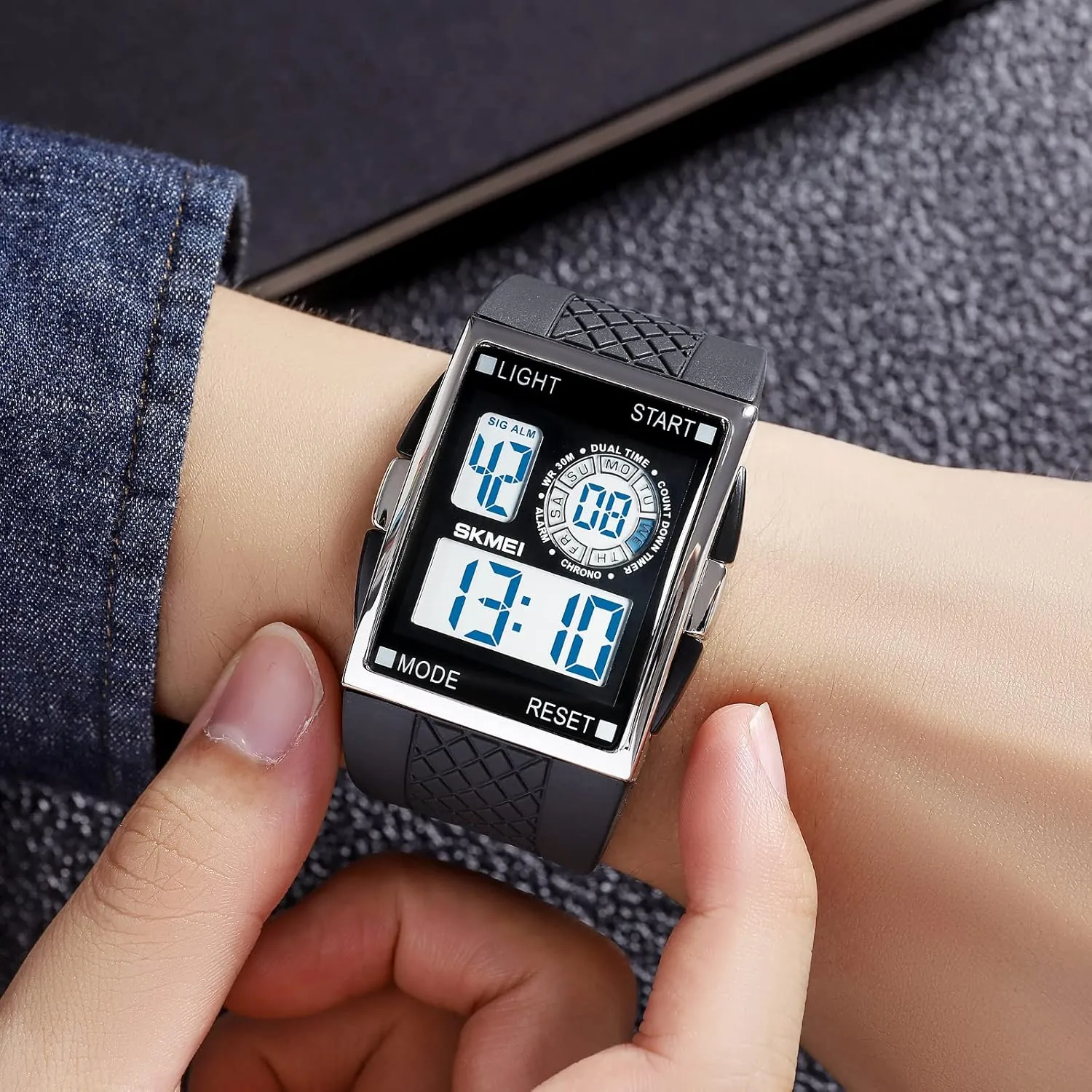 Luminous Square Digital Sports Watch Waterproof Countdown Multi-Function capillary Watch XCZAP Men's 