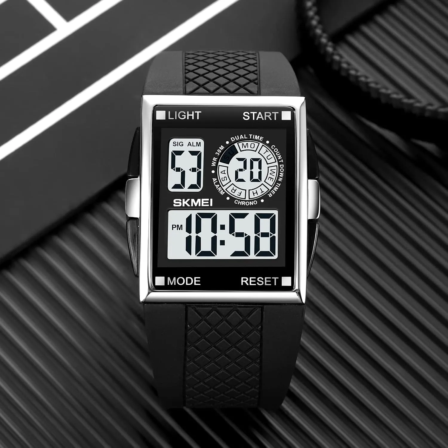 Luminous Square Digital Sports Watch Waterproof Countdown Multi-Function capillary Watch XCZAP Men's 