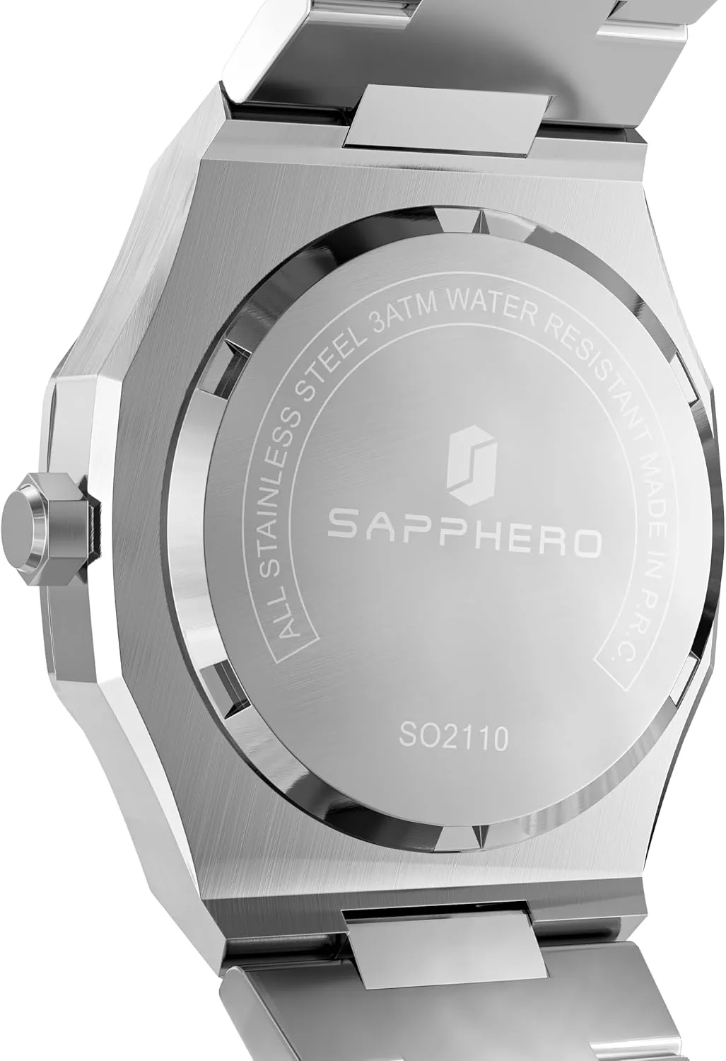 Luminous Wristwatch Luxury Analog Quartz Watch for Men with Date Elegant Mens inch systematic conceit barber SAPPHERO Men's Watch Octagonal Stainless Steel 30M Waterproof 