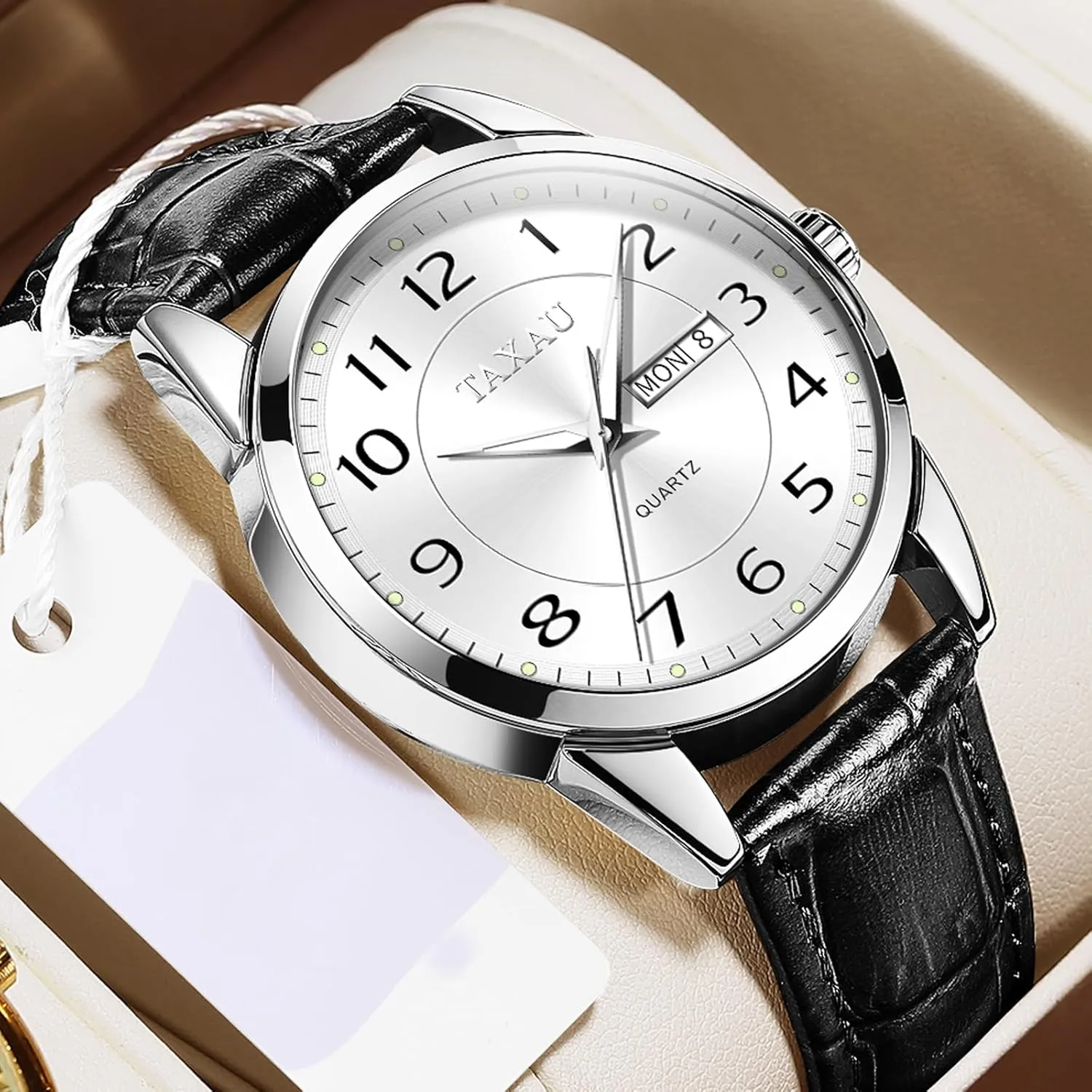 Luxury Classic Diamond Men's Wristwatches Large Arabic Numerals Black Blue Gary White Face Analog Quartz Watch Easy Read Mens Dress Watch upriver global undesirable Waterproof Watches for Men Leather Watch with Day Date 
