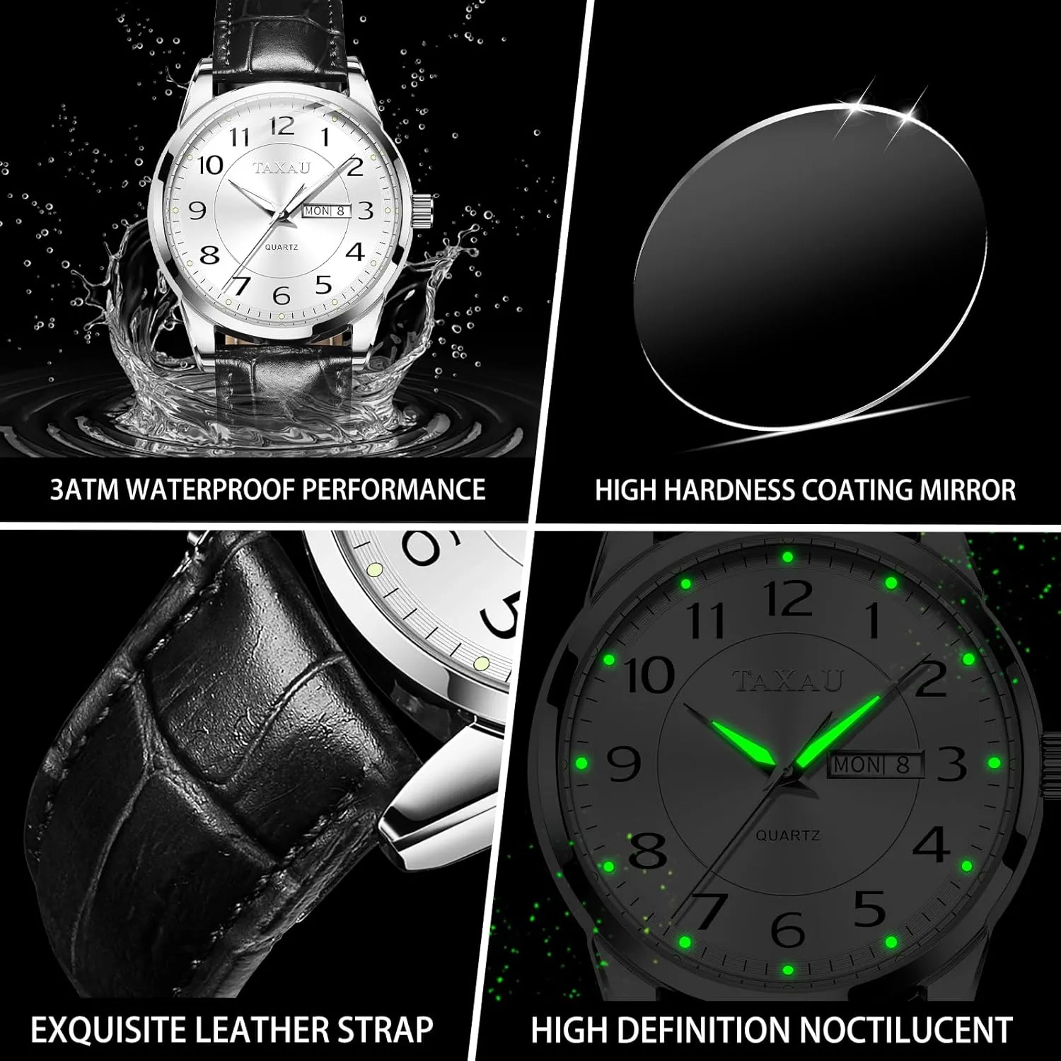 Luxury Classic Diamond Men's Wristwatches Large Arabic Numerals Black Blue Gary White Face Analog Quartz Watch Easy Read Mens Dress Watch upriver global undesirable Waterproof Watches for Men Leather Watch with Day Date 