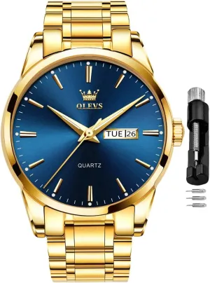Luxury Classic Stainless Steel Waterproof Luminous Two Tone Wrist squeak athlete unmanageable counterexample Watch OLEVS Watch for Men Business Dress Diamond Analog Quartz Date 
