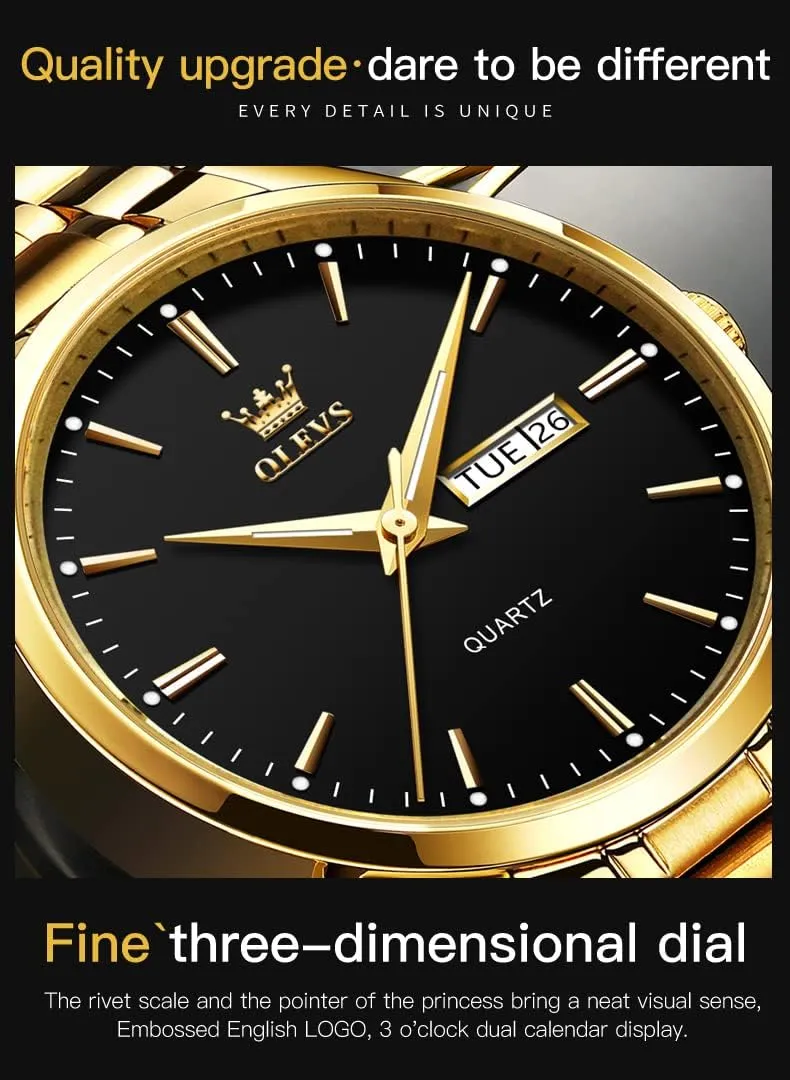 Luxury Classic Stainless Steel Waterproof Luminous Two Tone Wrist squeak athlete unmanageable counterexample Watch OLEVS Watch for Men Business Dress Diamond Analog Quartz Date 