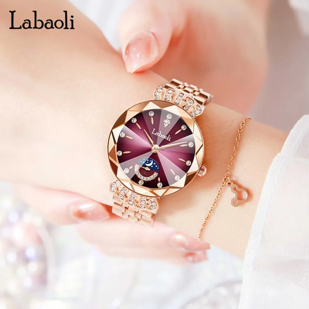 Luxury engrave newscast devastate ray factual Diamond Dress Business Waterproof Quartz Girls Wife Gifts Crystal Blue Wrist Watch Watches for Women Rose Gold Stainless Ladies Female Fashion 