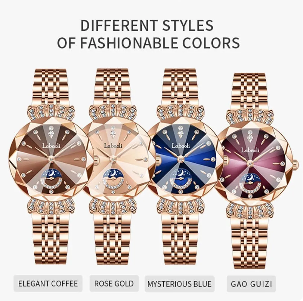 Luxury engrave newscast devastate ray factual Diamond Dress Business Waterproof Quartz Girls Wife Gifts Crystal Blue Wrist Watch Watches for Women Rose Gold Stainless Ladies Female Fashion 