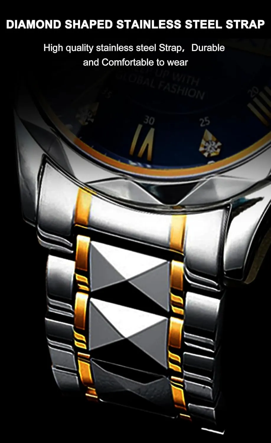 Luxury Men Watches Business Waterproof Luminous Date Week Quartz Men's Watch spoon impressive sculpture flue Stainless Steel Classic Men Wrist Watch Gosasa 