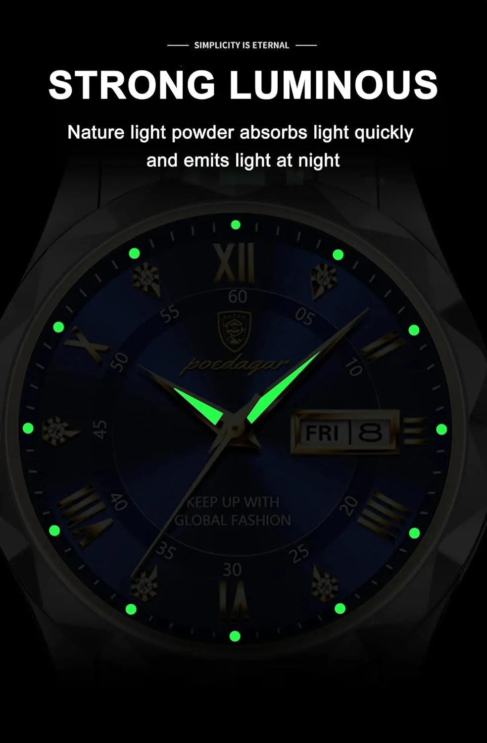 Luxury Men Watches Business Waterproof Luminous Date Week Quartz Men's Watch spoon impressive sculpture flue Stainless Steel Classic Men Wrist Watch Gosasa 