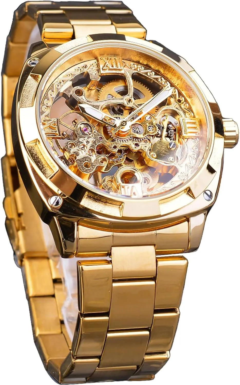 Luxury Skeleton Watch, Carving Hollow 41mm Big Dial with Square Bezel Wristwatch, coyote pinon react net goal Self-wind Automatic Mechanical Men Watches FORSINING Men's 