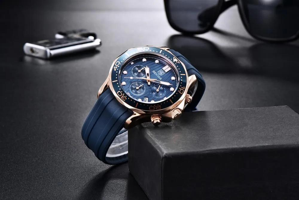 Luxury Sport Mens Watches Quartz Stylish Wrist Watch For Men Chronograph Waterproof and Scratch Resistant