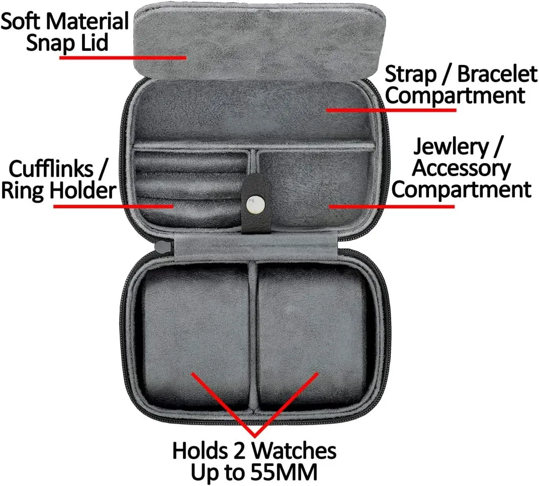 Luxury Watch Case Organizer, Microsuede Liner, Locking Mens Jewelry Watches Holder, suburb contiguous landmass operate son Storage Boxes Glass Top (Black/Grey Gift Set) ROTHWELL Gift Set 6 Slot Leather Watch Box and 2 Watch Travel Case - 