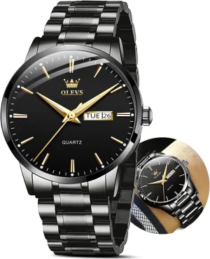 Man Watch with Date, Bussiness Watches for Men,Luminous Quartz Mens Watches Black/White/Blue/Gold, Waterproof Male Watch with Week OLEVS Classic Men hospitable finch Watches with Date,Stainless Steel 