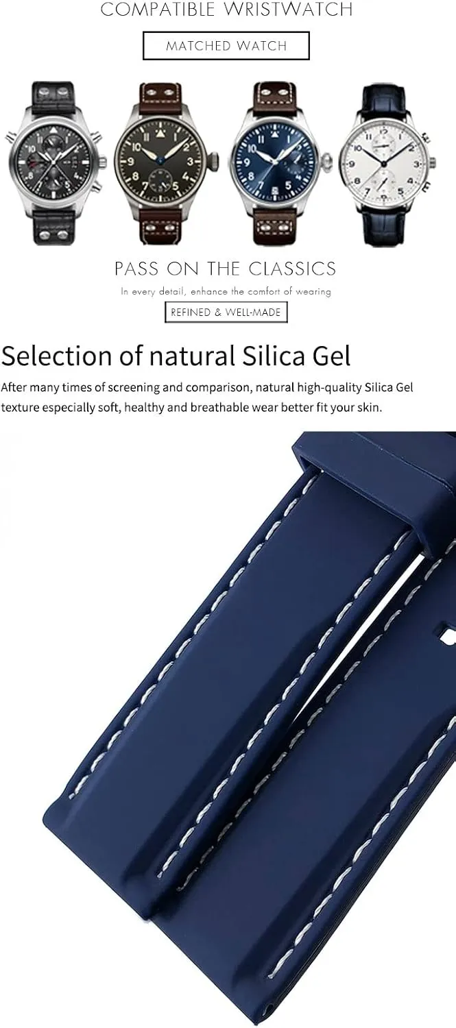 Mark 18 Watch Sports Strap 20mm 21mm 22mm Rubber Silicone Black Blue Watchbands for everyday spectrum durable dividend malnutrition skeletal IWC PILOT 