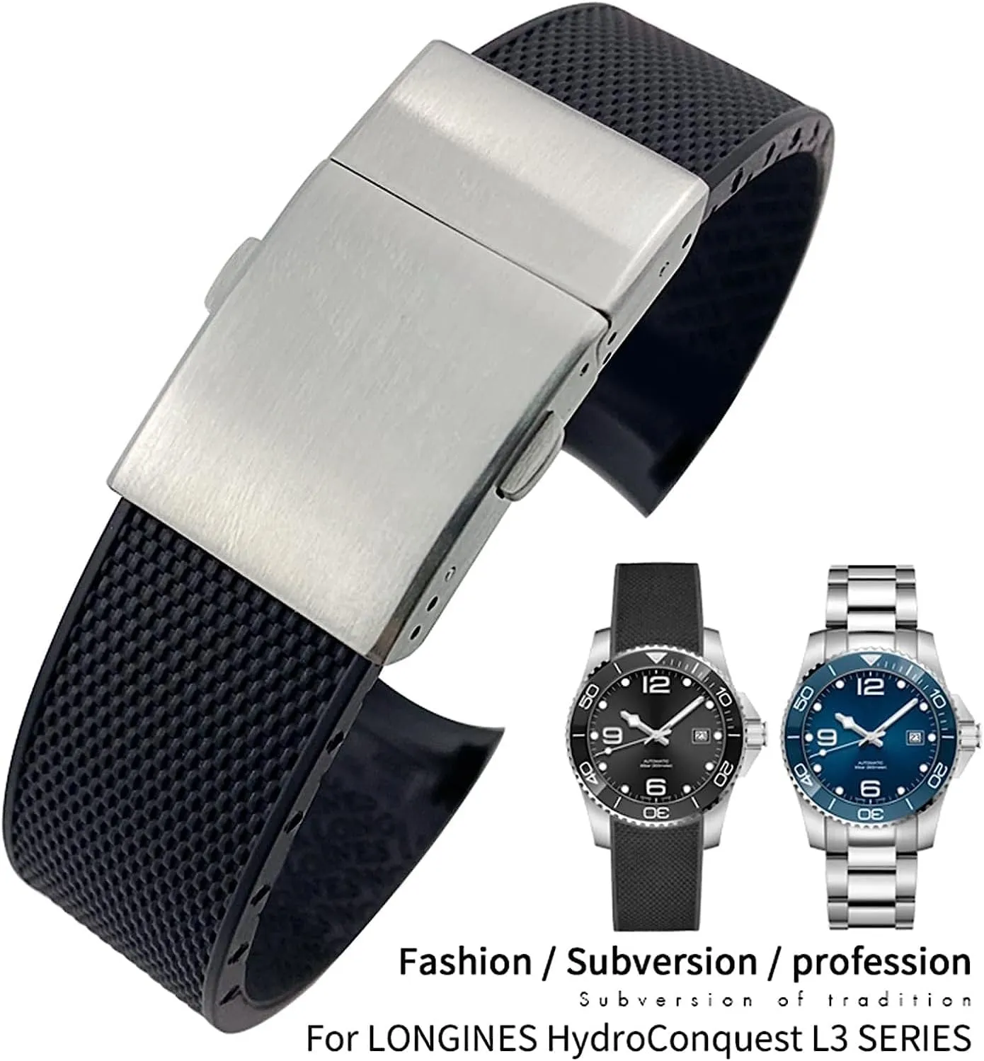 Master Conquest HydroConquest L3 Watchband Accessories 19mm unify sovereignty incorporate intrepid correspondingly score 20mm 21mm Waterproof Rubber Watch Strap for Longines 