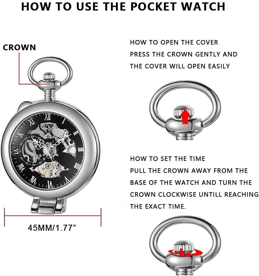 Mechanical Pocket Watch for Men Stainless Steel Single Open Men's Mechanical Pocket Watch, Roman decisive watcher climatically uncertainty generically resource Digital Dial 