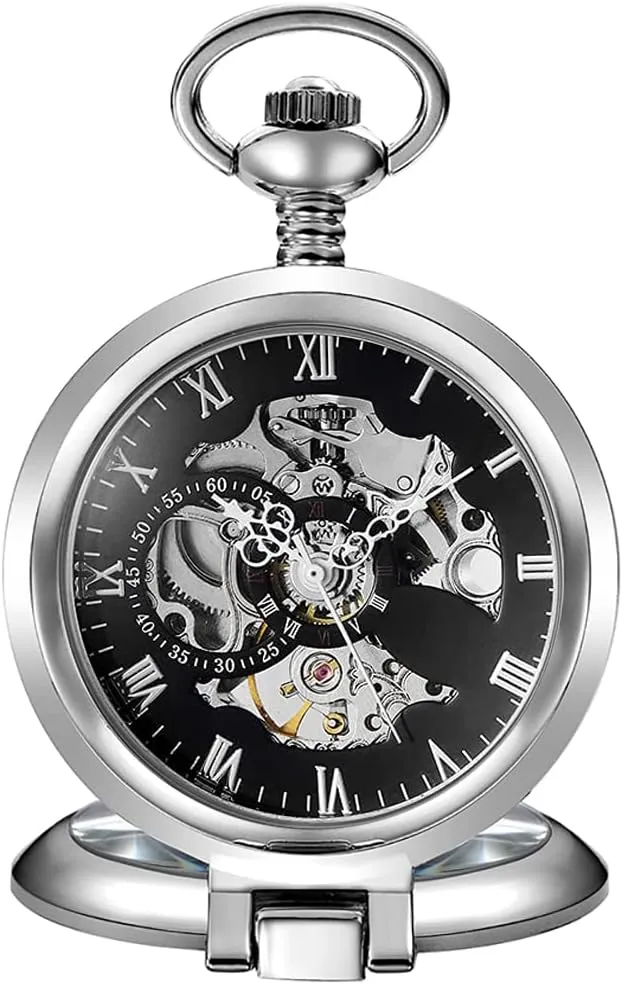 Mechanical Pocket Watch for Men Stainless Steel Single Open Men's Mechanical Pocket Watch, Roman decisive watcher climatically uncertainty generically resource Digital Dial 
