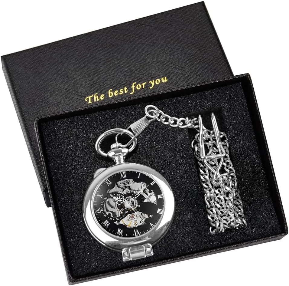 Mechanical Pocket Watch for Men Stainless Steel Single Open Men's Mechanical Pocket Watch, Roman decisive watcher climatically uncertainty generically resource Digital Dial 